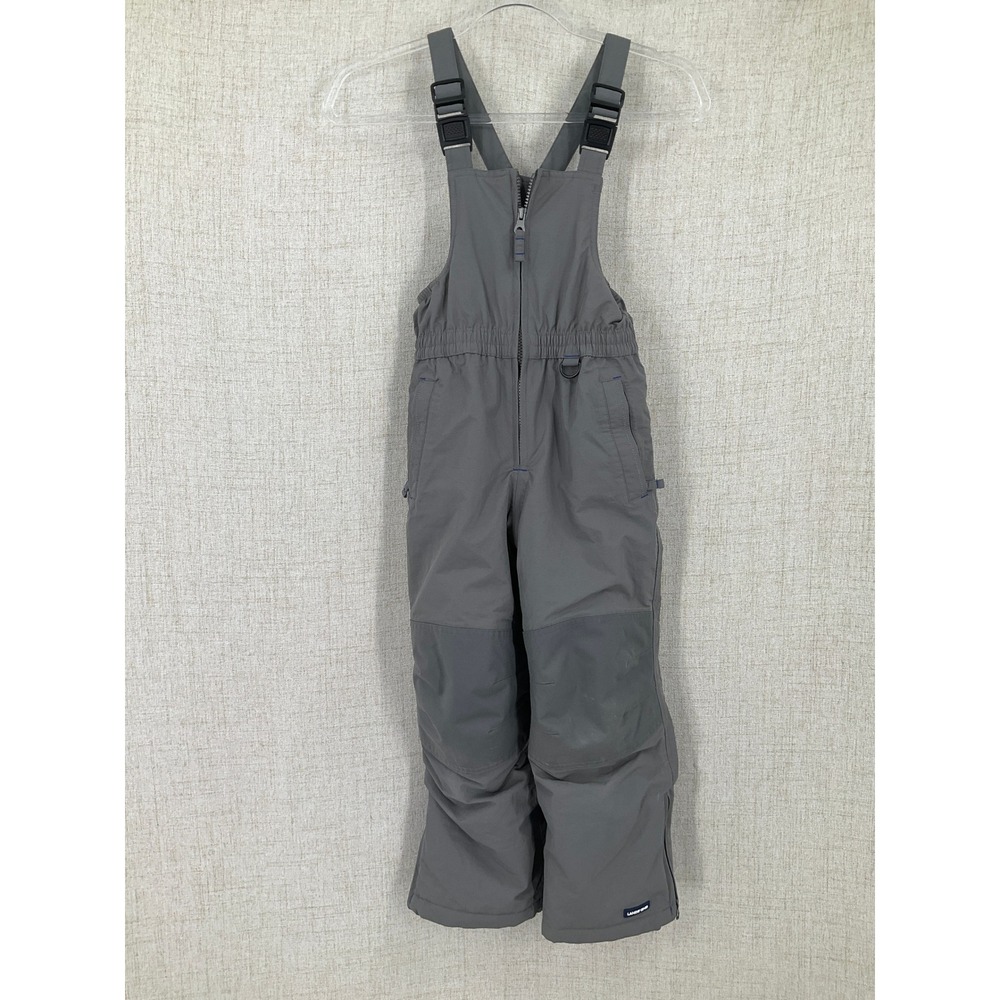 Lands End Snow Bibs Kids 6 Gray Grow-A-Longs Insulated Squall Ski Pants Winter